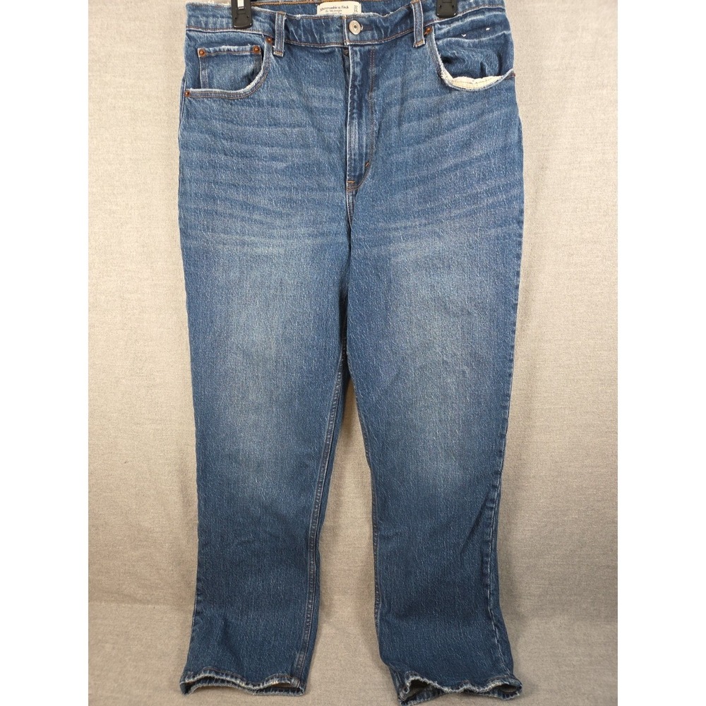 Abercrombie & Fitch 90s Straight Ultra High Rise Denim Jeans Womens 14 Stretch‎